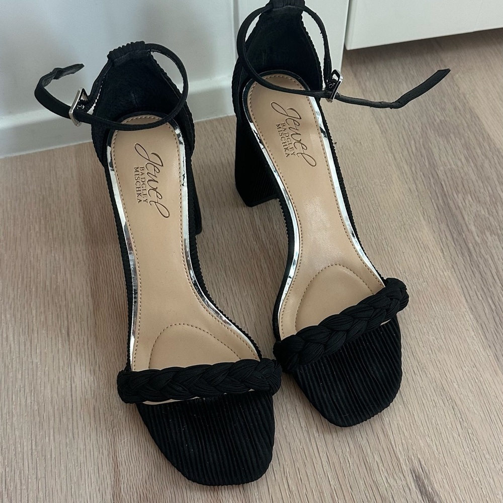 Jewel Badgley Mischka Black Braided Heels